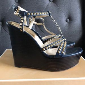Michael Kors Alexi Wedge, Navy with Gold studs